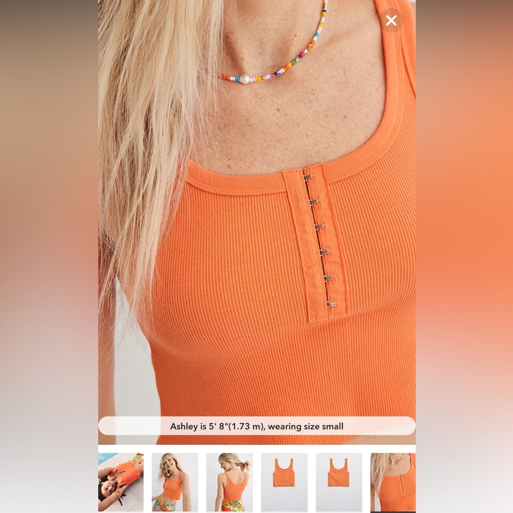 Aerie Hook and Eye Tank Top in Orange   Size : Medium